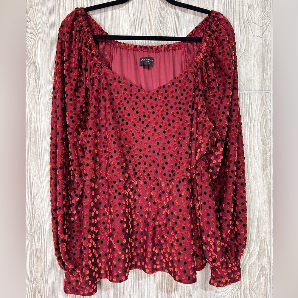 Lane Bryant Classic Peplum Burnout Polka Dot Top Size 22/24